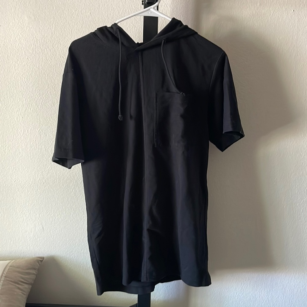 Black Hooded T-Shirt w/ Pockets